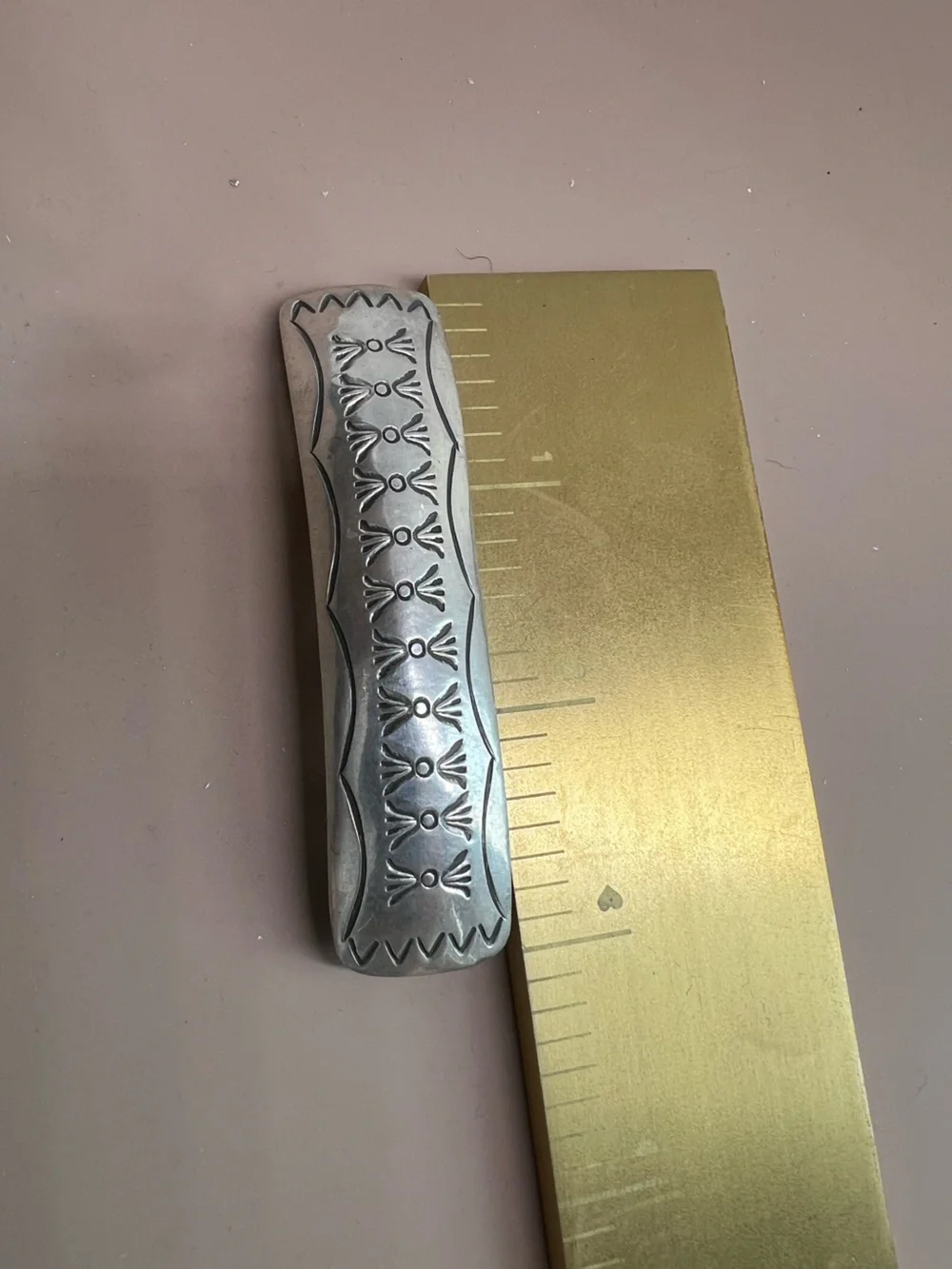 Sterling Silver Tone Etched Hair Clip